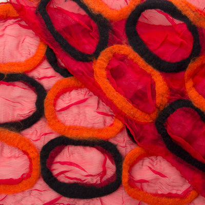 Red Circle Nuno Felted Scarf
