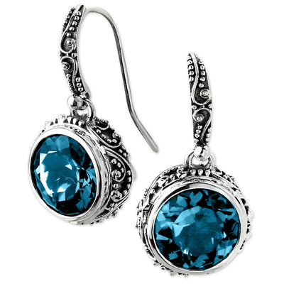 Bali Sterling Silver and London Blue Topaz Earrings