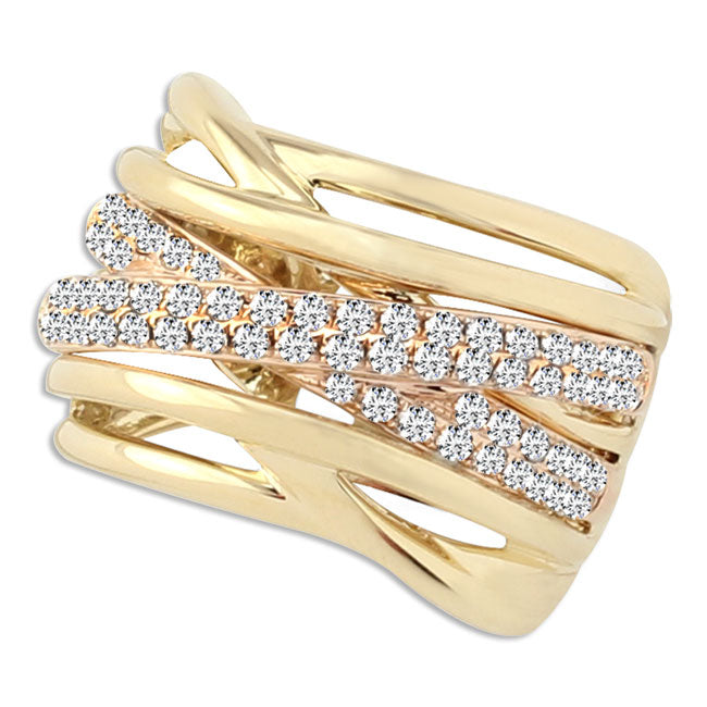 18K Yellow & Rose Gold Diamond Ring-348314