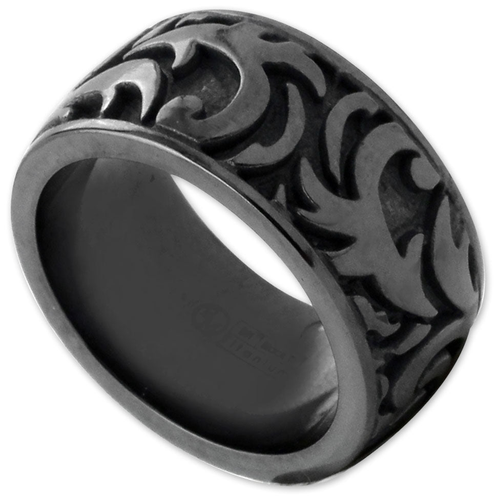 Edward Mirell Men's Black Titanium Ring EMR236