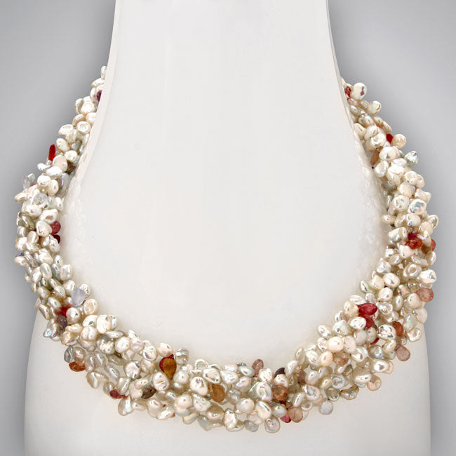 Keshi Pearl & Rainbow Sapphire Necklace-333306