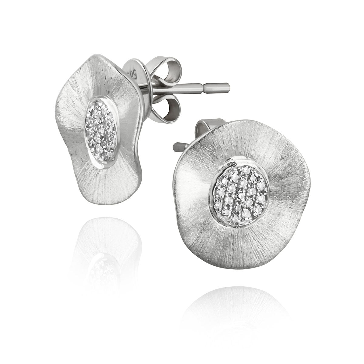 Diamond Silver Disc Earrings-425-00026
