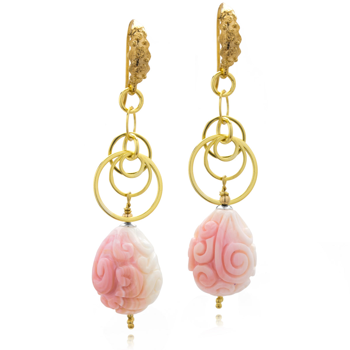 The Goddess Collection Carved Mother of Pearl Dangle Earrings