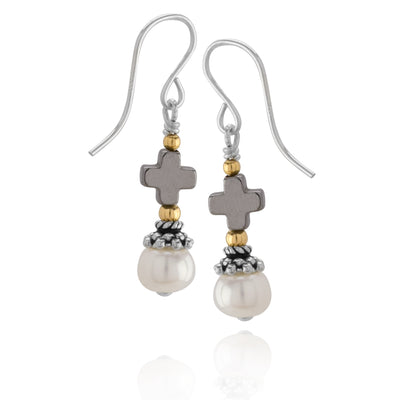 Hematite & Pearl Earring