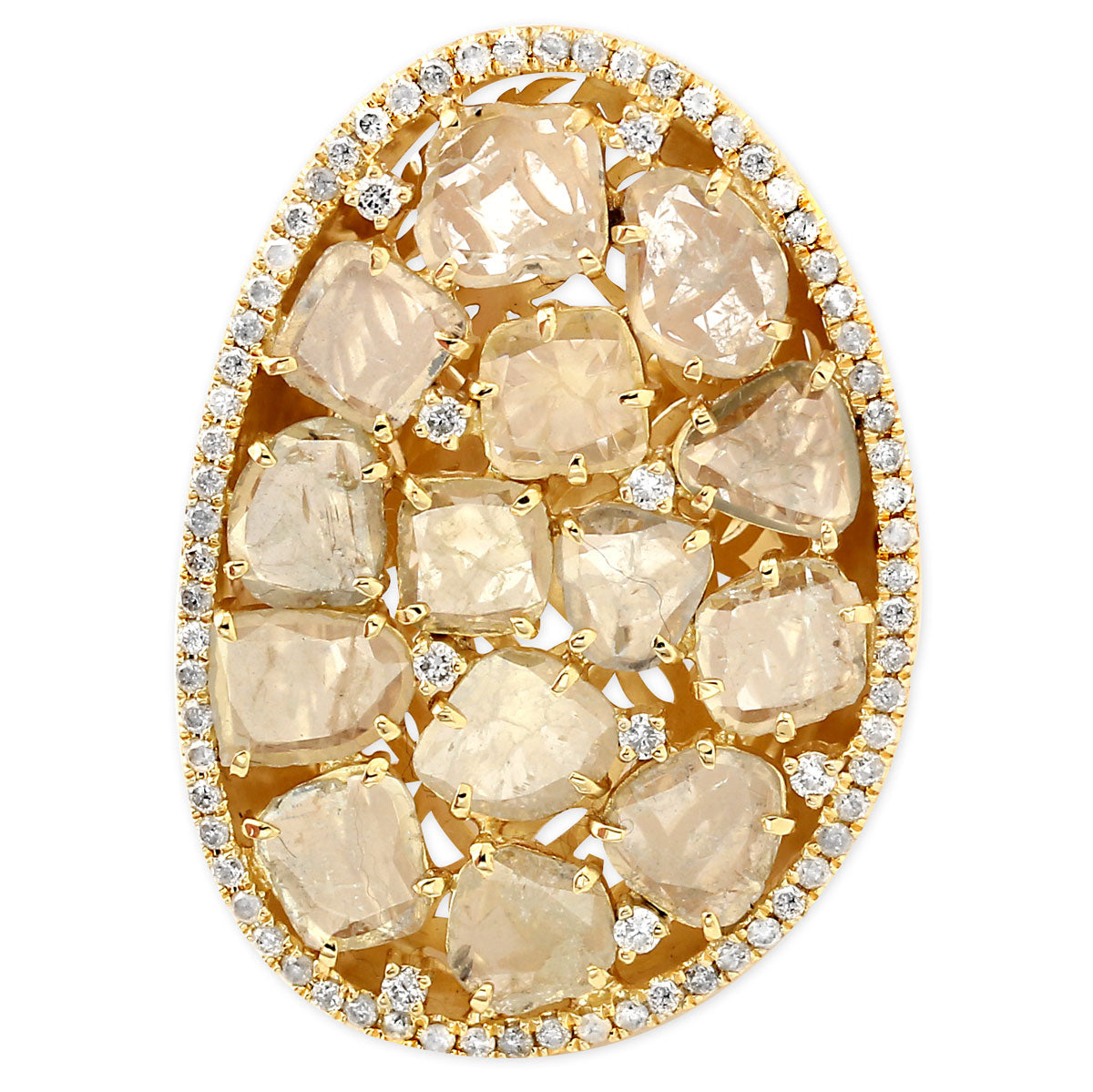 Gold Raw Diamond Cluster Ring-342294