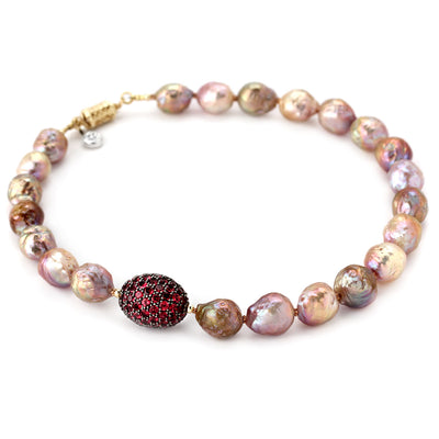 Fireball Pearl & Rhodolite Garnet Necklace-342158