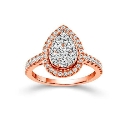10k Rose Gold 1 CTW Diamond Pear Shaped Engagement Ring