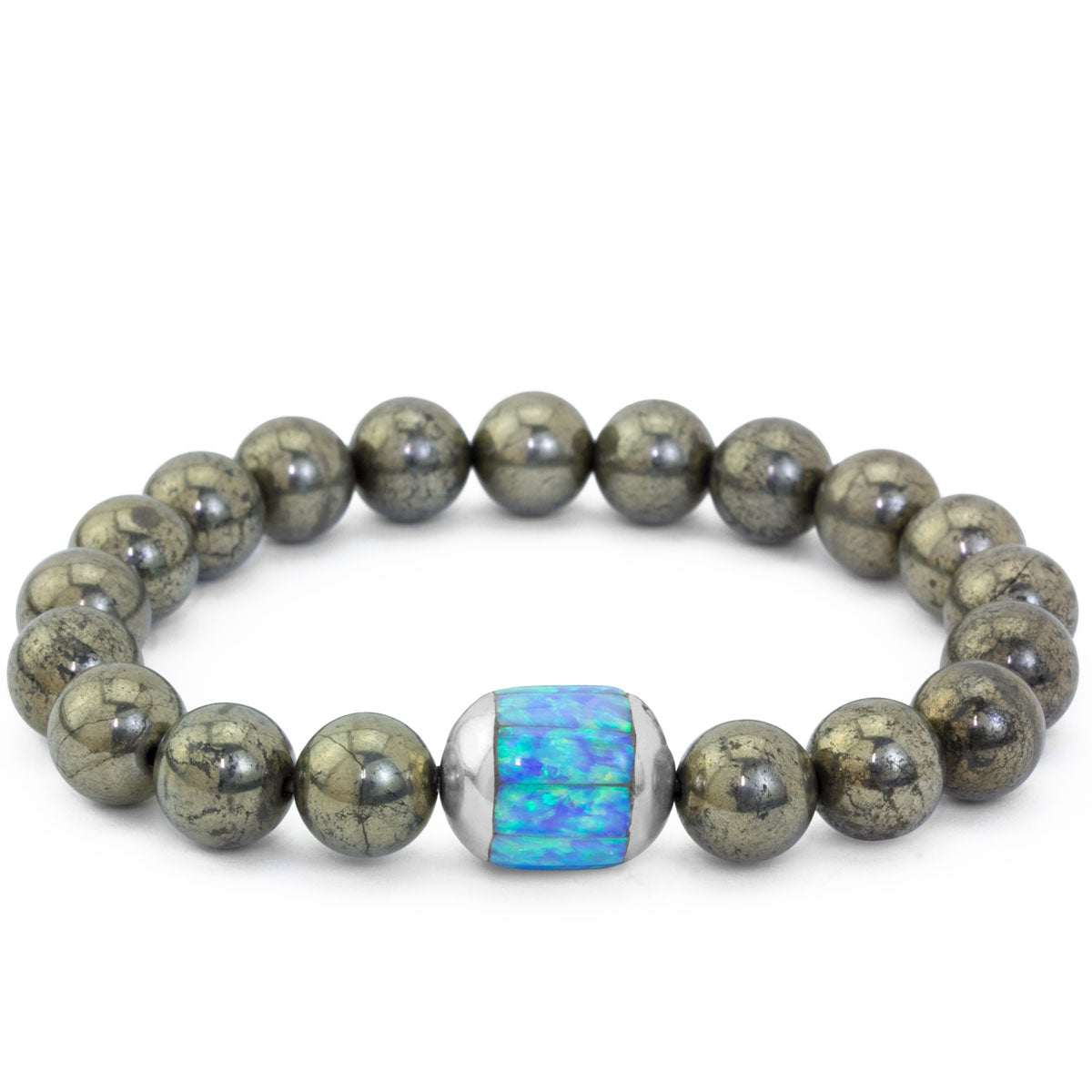 Pyrite & Created Blue Opal Bracelet