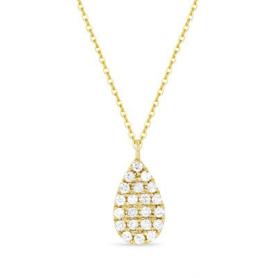 14K Yellow Gold Diamond Pear Shaped Necklace