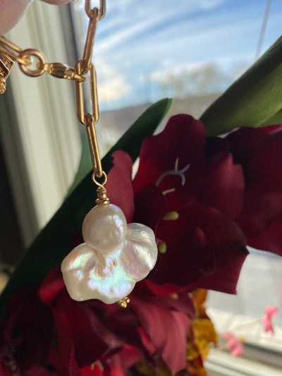 Baroque Pearl on 14KTGF "Y" Chain Necklace