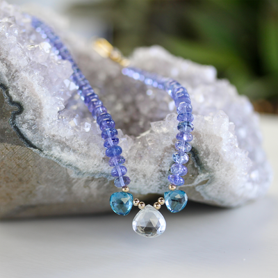 London Blue and WhiteTopaz & Tanzanite Necklace
