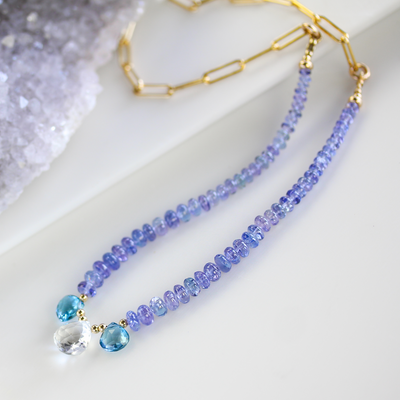 London Blue and WhiteTopaz & Tanzanite Necklace