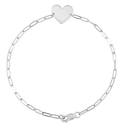 Sterling Silver Engravable Heart 7" Bracelet