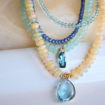 Ethiopian Opal and Swiss Blue Topaz Necklace