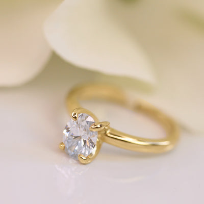 14k YG 4-Prong Oval Engagement Ring