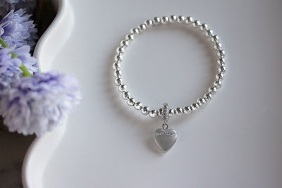 Sterling Silver Heart Locket Stretch Bracelet