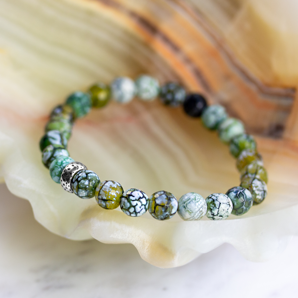 Dragon Vein Agate  Stretch Bracelet