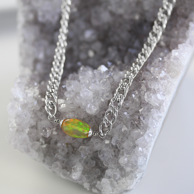 Ethiopian Opal & Freshwater Pearl Necklace