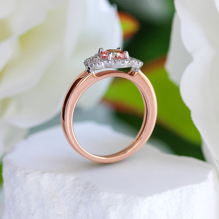 LC - 14K Rose/White, Pink Diamond Halo Engagement Ring – Elisa Ilana