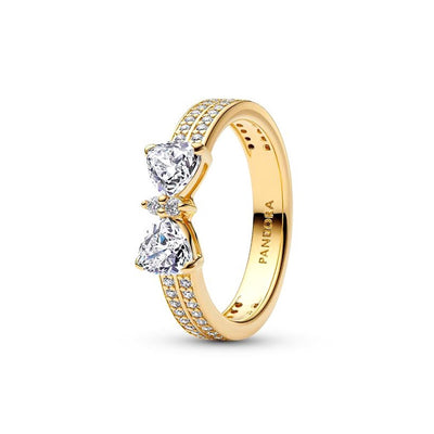Sparkling Bow Double-row Ring