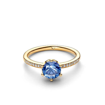 Pandora Blue Sparkling Crown Solitaire Ring
