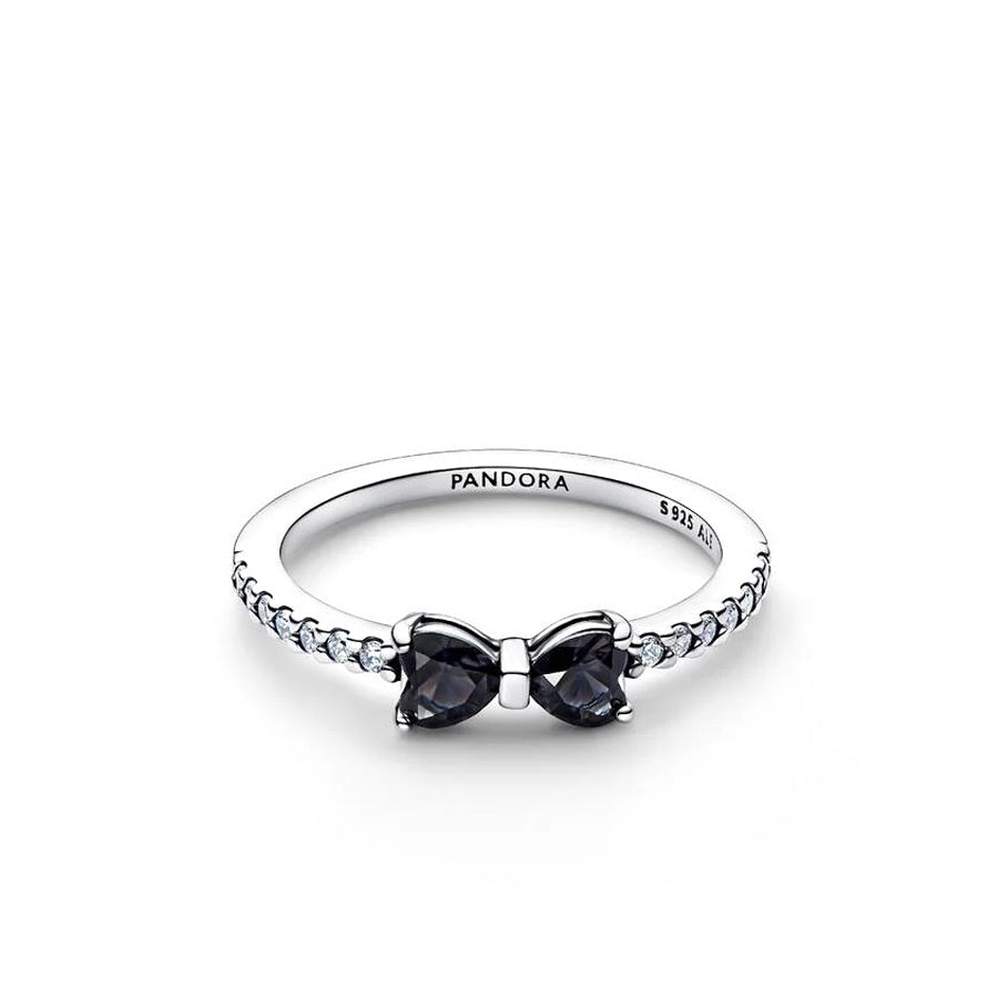 Pandora Sparkling Black Bow Ring