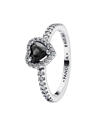 Pandora Elevated Black Heart Ring