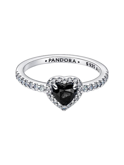 Pandora Elevated Black Heart Ring