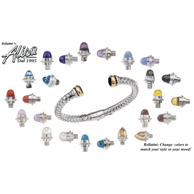 Bellatini Vari-tip Sterling Traversa Spring Cuff Bracelet Blank, Yellow Gold Rondelles