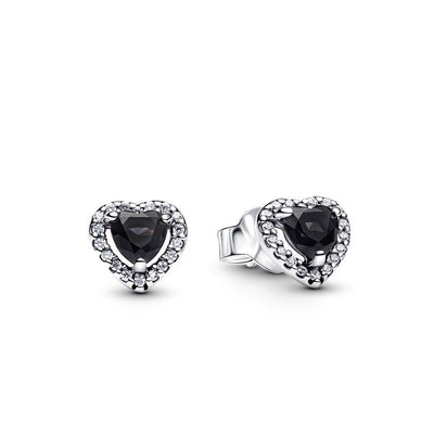 Pandora Black Elevated Heart Stud Earrings