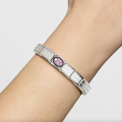 Composable Classic Link, Pink CZ - Vintage Effect