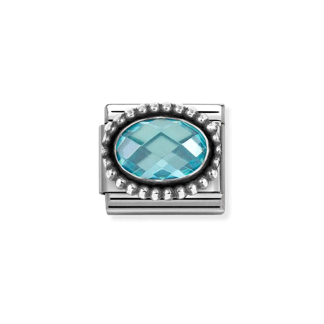 Composable Classic Link, Light Blue CZ - Vintage Effect