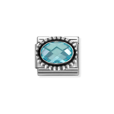 Composable Classic Link, Light Blue CZ - Vintage Effect