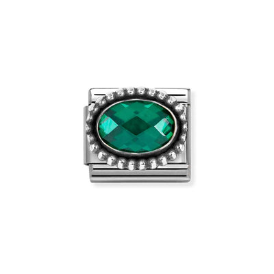 Composable Classic Link, Emerald Green CZ - Vintage Effect