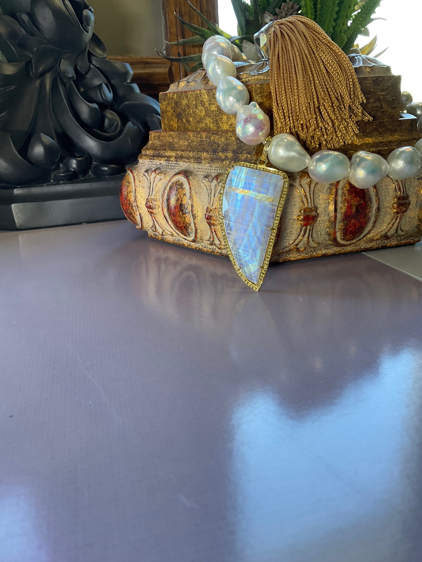 Rainbow Moonstone Dagger Pendant