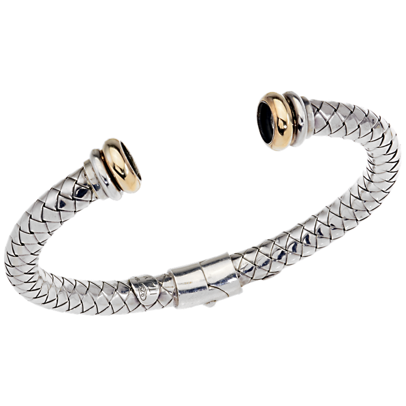 Bellatini Vari-tip Sterling Traversa Spring Cuff Bracelet Blank, Yellow Gold Rondelles