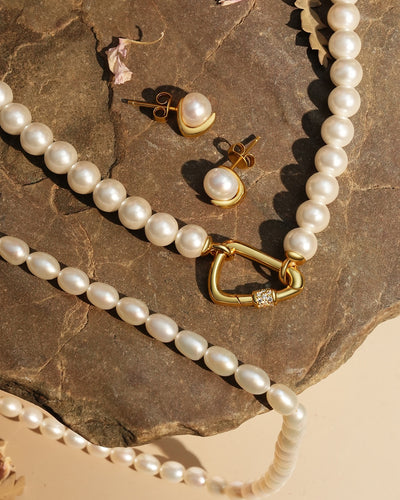 Reimaginer - Gold Shell Pearl Beaded Necklace