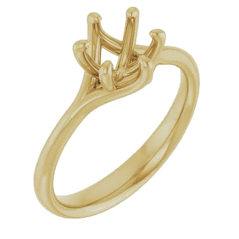 14k YG, 6.5 mm Round Center, Engagement Ring, Size 4.5