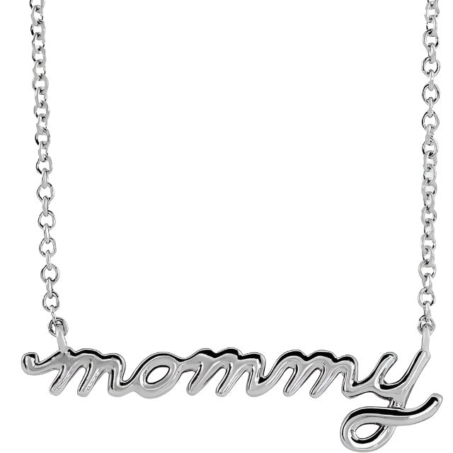 SS Petite Mommy Script Necklace