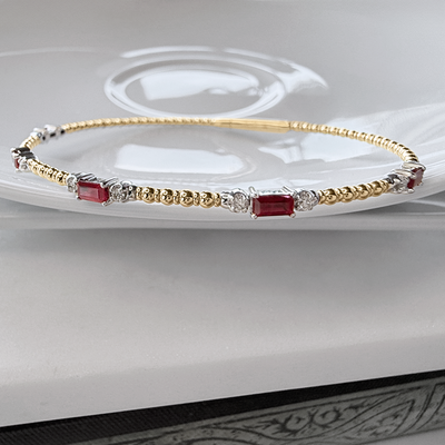14k Two Tone 0.15 CT Dia / 0.81 CT Ruby Bangle