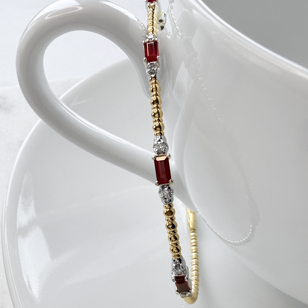 14k Two Tone 0.15 CT Dia / 0.81 CT Ruby Bangle