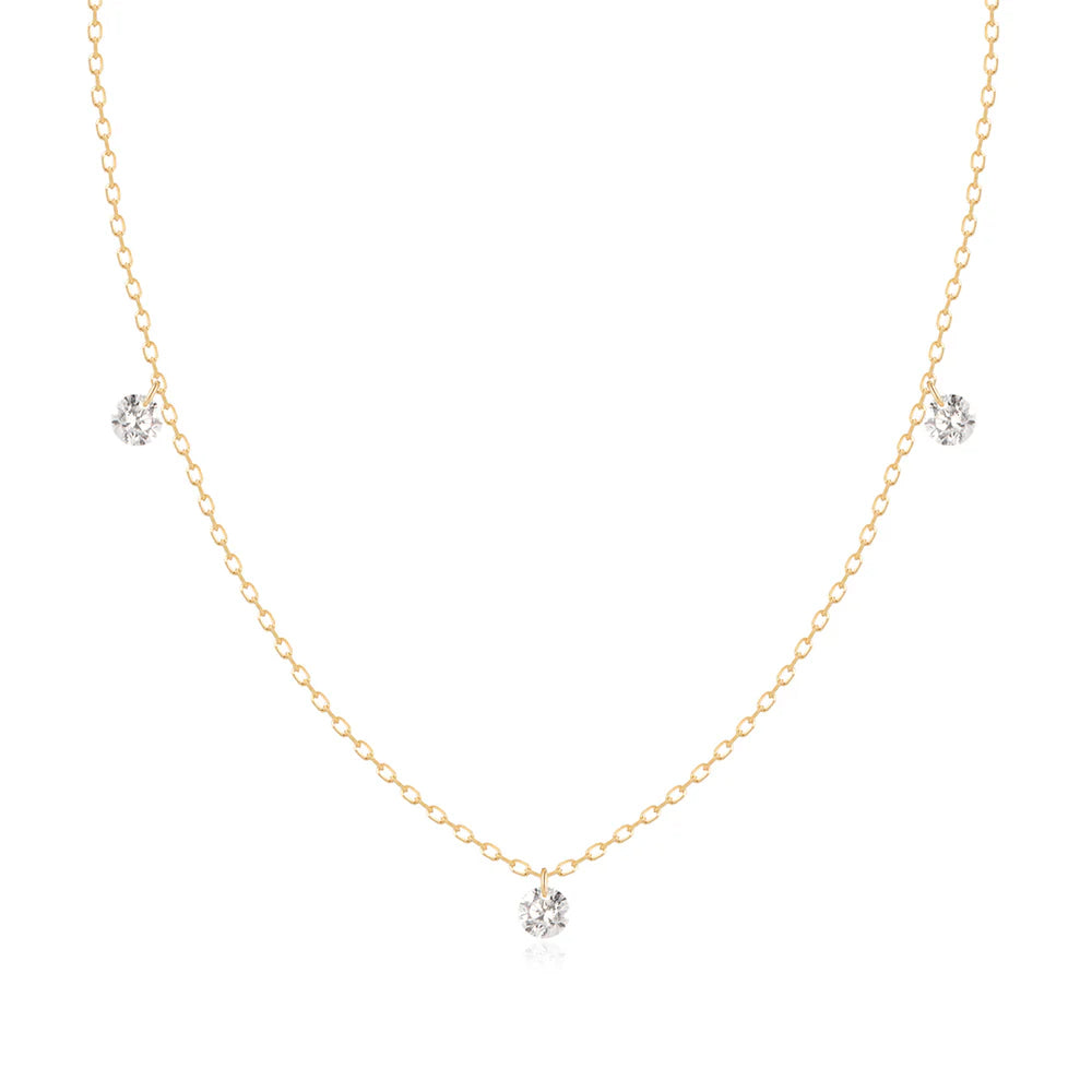 POISE | Triple Floating Diamond Necklace