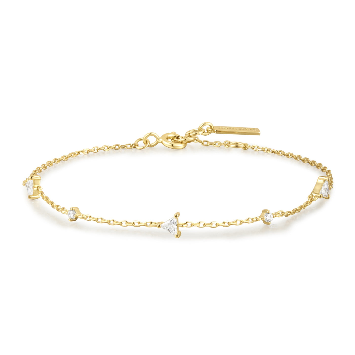 Sunshine Chaser - Gold Triangular Cubic Zirconia Station Bracelet