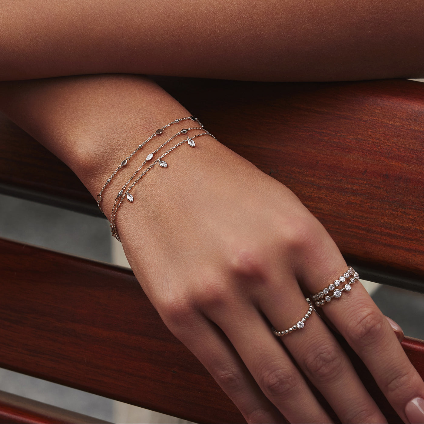 Melodic Poet - Silver Multi Rhombus Station Bracelet