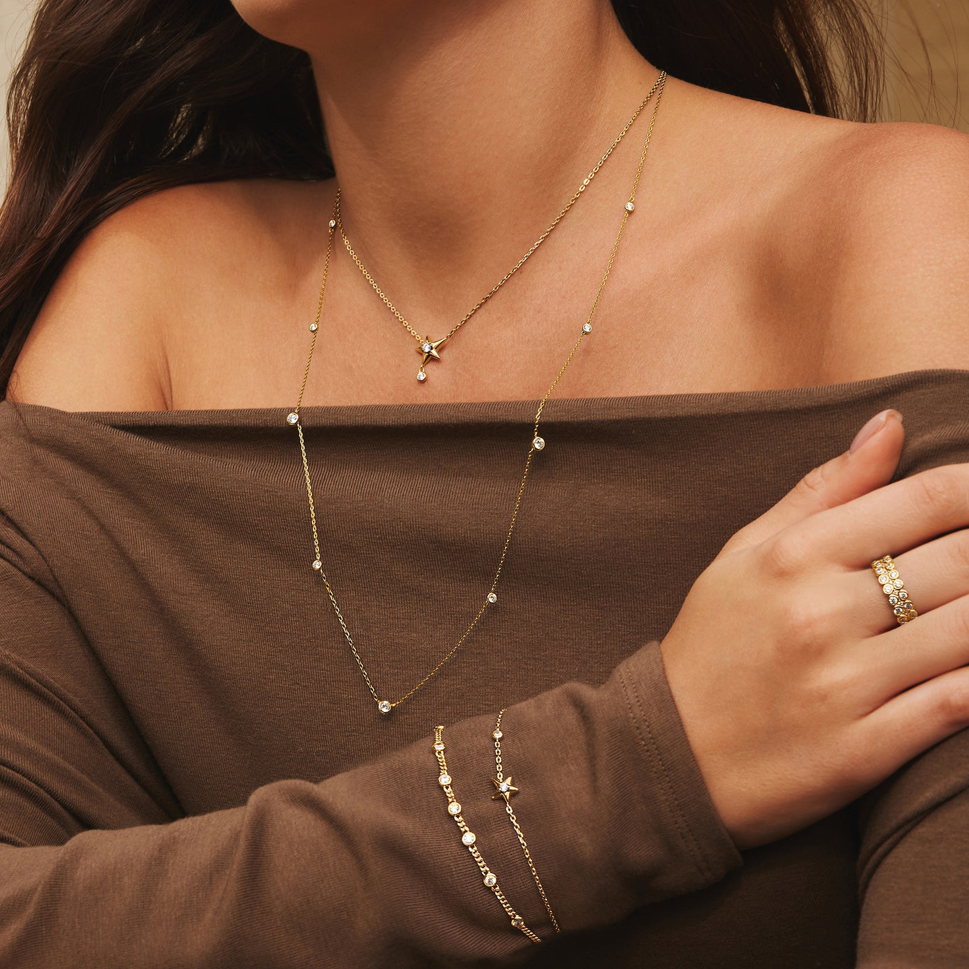 Melodic Poet - Gold Sparkling Star Bracelet