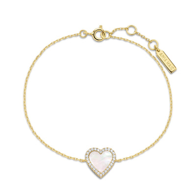 Glimmer Glow - Gold Mother of Pearl Halo Heart Bracelet