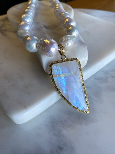 Rainbow Moonstone Dagger Pendant
