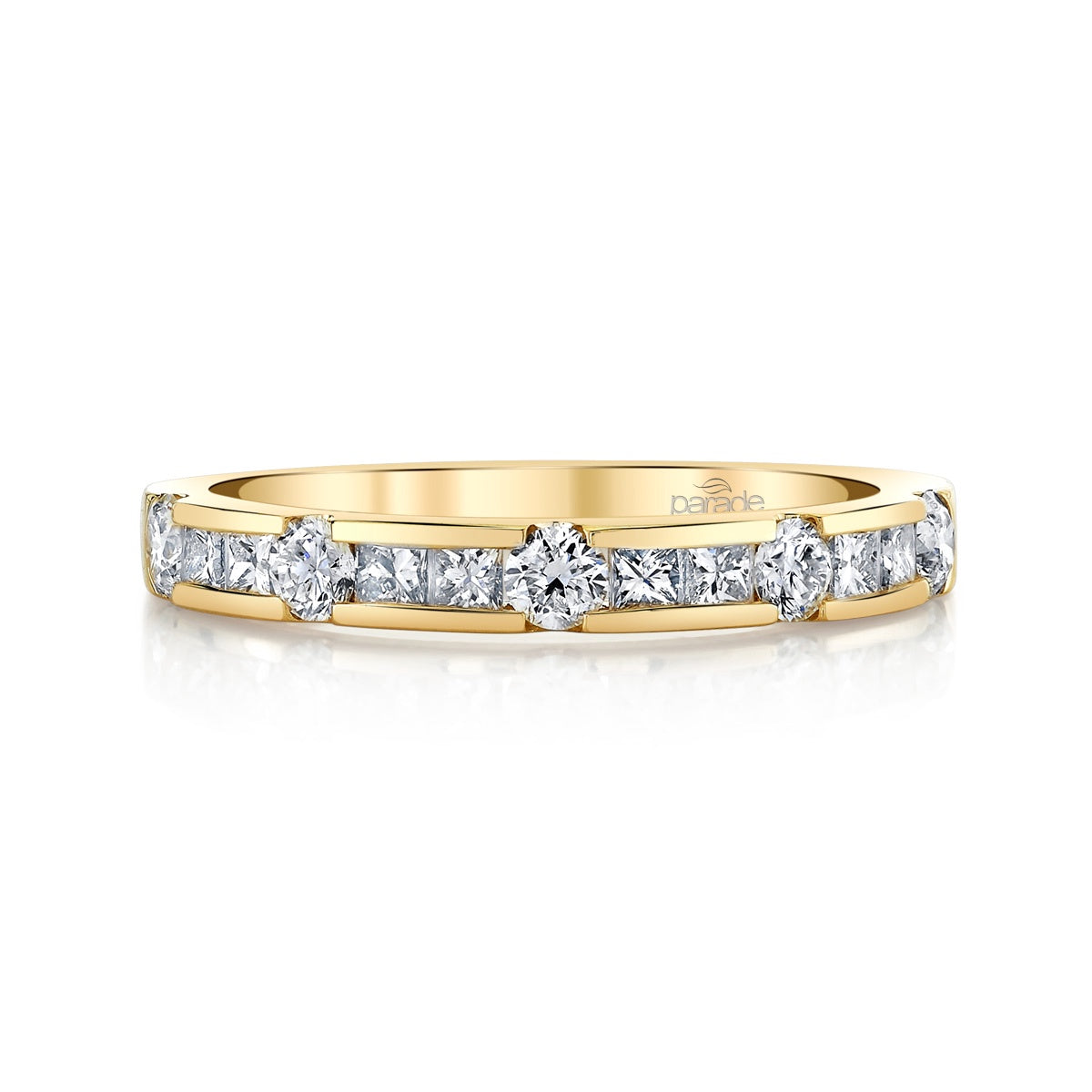 14k YG Round & Princess Cut Diamond Band