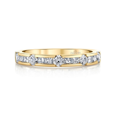 14k YG Round & Princess Cut Diamond Band