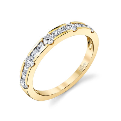 14k YG Round & Princess Cut Diamond Band